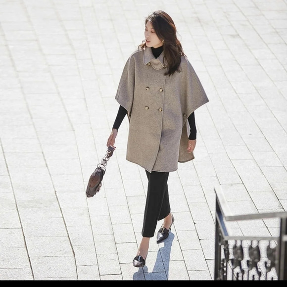 HELENE BERMAN LONDON sz. S Cashmere Wool Jacket Poncho Coat Dolman Sleeves - Picture 2 of 10